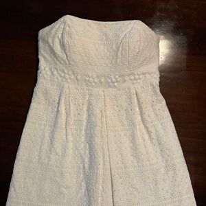 Lilly Pulitzer White Strapless Mini Dress with Jeweled Waistline - Size 4